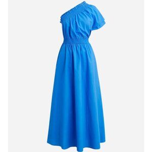 J. Crew Smocked One-Shoulder Blue Maxi Dress  size S